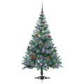 vidaXL Umelý vianočný stromček s 150 LED-i Zelená 150 cm PVC a oceľ