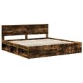 vidaXL Rám postele Dymová dub 200 x 200 cm Masívne borovicové drevo