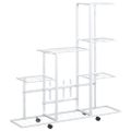 vidaXL Stojan na kvety s kolieskami 94,5x25x92,5 cm biely kovový