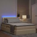vidaXL LED úložná posteľ s matracom Krémová 120 x 200 cm Látka
