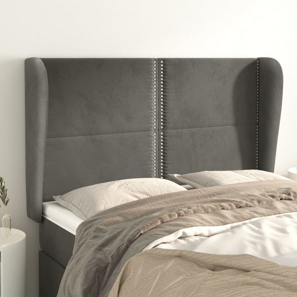 vidaXL Čelo postele so záhybmi tmavosivé 147x23x118/128 cm zamat