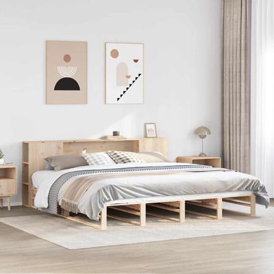vidaXL Posteľ s knižnicou bez matraca 200x200 cm masívne drevo