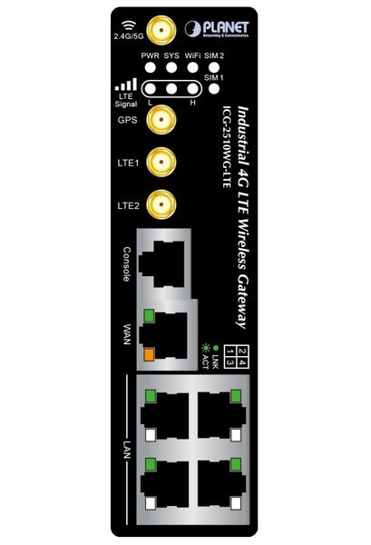 Planet IoT/M2M priemyselná brána, 1xWAN+3xLAN 1Gb, 2xLTE, WiFi ac, GPS, 3xCOM, I/O, DIN, IP30, -36/+75C, 9-36VDC Bezpečnostná brána, 1x WAN, 4x LAN, 2x LTE, WiFi ac, GPS, 3x COM, I/O, DIN, IP30, -35 až +75°C, DC9-36V
