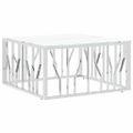 vidaXL Konferenčný stolík strieborný 80x80x40 cm nerezová oceľ a sklo