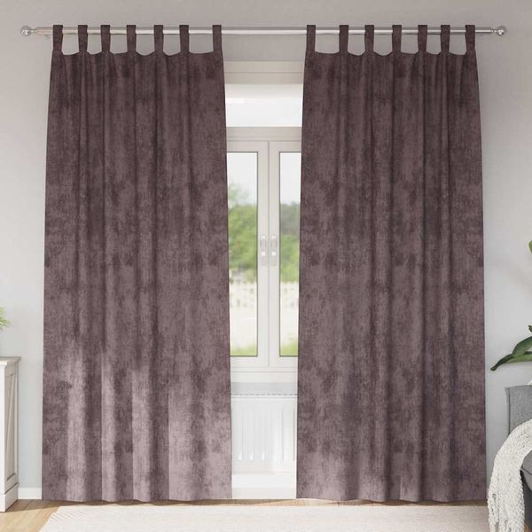 vidaXL Sametové závesy so záclonami 2 pcs Hnedá 225 x 140 cm Zamat