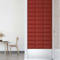 vidaXL Nástenné panely 12 ks vínovočervené 30x15 cm umelá koža 0,54 m²
