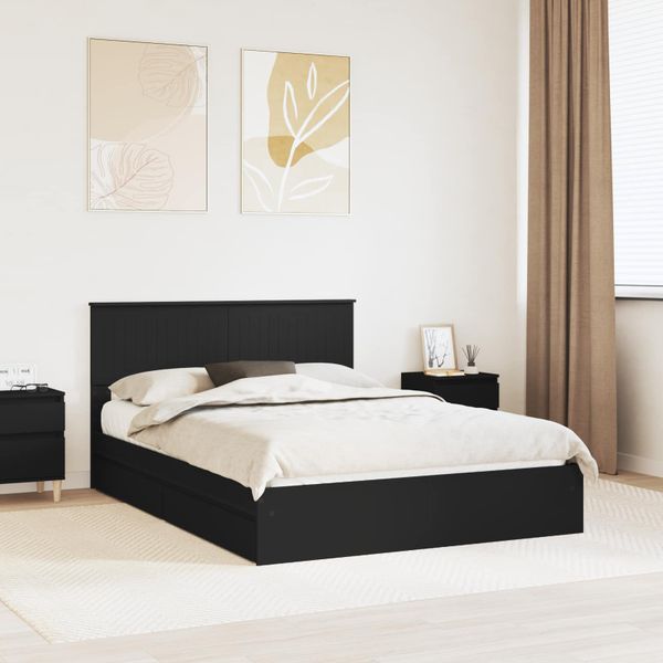 vidaXL Úložná posteľ so zásuvkou Čierna 135 x 190 cm Kompozitné drevo