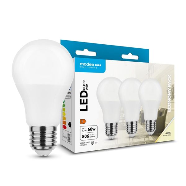 Modee LED Globe žiarovka A60 8,5W E27 806lm neutrálna biela B3 (ML-G4000K8,5WE27NB3)