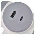 Zásuvka EMOS P0076PD rozbočovacia 2×, 1×USB-A+1×USB-C, bielo-sivá