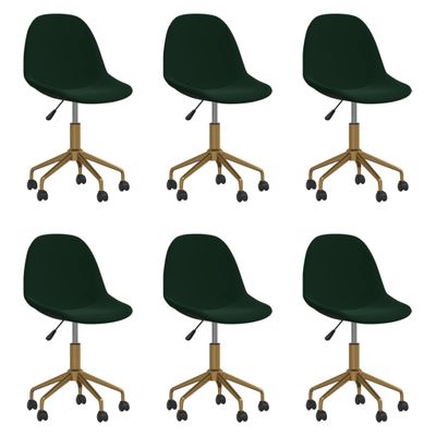 3086108 vidaXL Swivel Dining Chairs 6 pcs Dark Green Velvet(3x333498)
