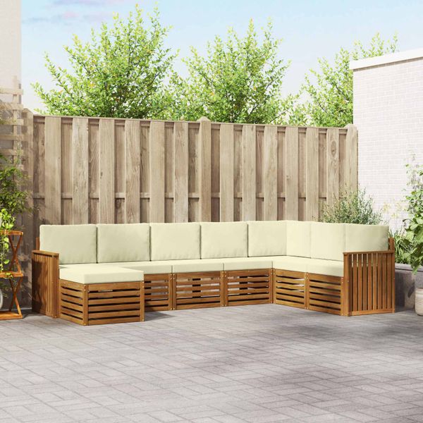 vidaXL Záhradná súprava gaučov s vankúšom 8 pcs Prírodná a krémová