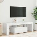 vidaXL TV skrinka s LED svetlami lesklá biela 120x35x40 cm