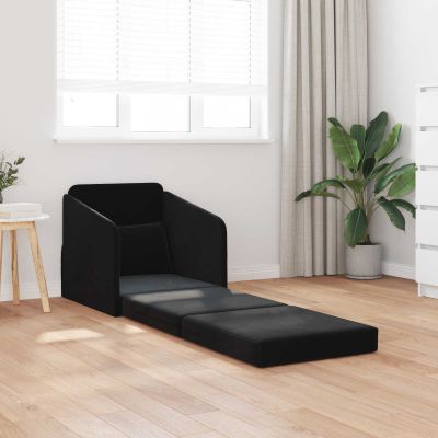 vidaXL Rozkladacia posteľ Čierna 65 x 80 x 83 cm Zamat