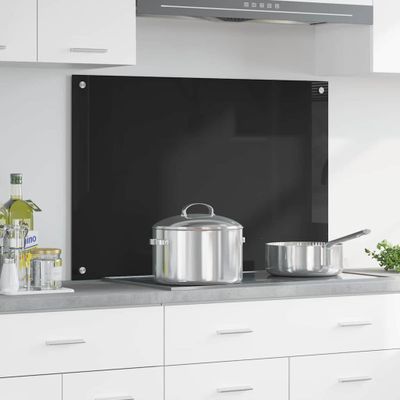 vidaXL Kuchynský obklad Čierna 90 x 60 cm tvrdené sklo