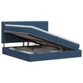 vidaXL Postel s úložným prostorem a matrací Modrá 200 x 200 cm látka