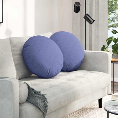 vidaXL Vankúše na sedenie 2 pcs Modrá džínovina Ø50 x 19 cm látka