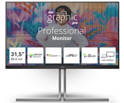 AOC/U32U3CV/32''/IPS/4K UHD/60Hz/4ms/Blck-Slvr/3R