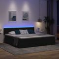 vidaXL LED úložná posteľ s matracom Čierna 200 x 200 cm Látka