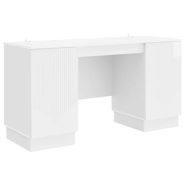 vidaXL Stôl Biela s vysokým leskom 142,5 x 50 x 75 cm Kompozitné drevo
