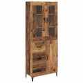 vidaXL Highboard Staré drevo 69,5 x 34 x 180 cm Kompozitné drevo