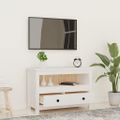 vidaXL TV skrinka biela 79x35x52 cm masívna borovica