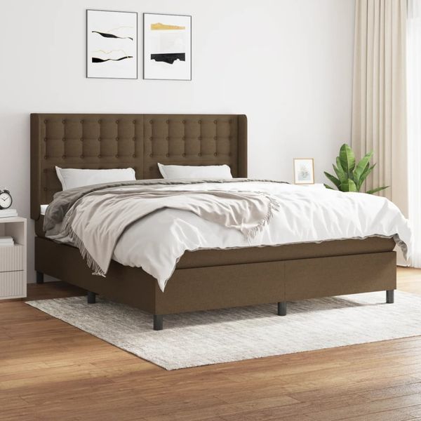 vidaXL Boxspring posteľ s matracom tmavohnedá 160x200 cm látka