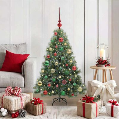 vidaXL Umelý vianočný stromček s 150 LED-i Zelená 120 cm PE a PVC