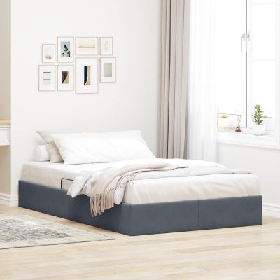 vidaXL Otomanový posteľný rám s úložiskom Tmavosivá 120 x 200 cm Zamat