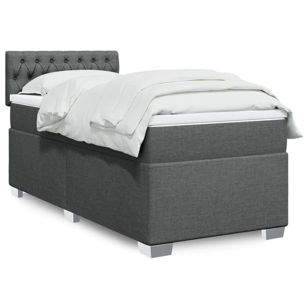 vidaXL Boxspring posteľ s matracom tmavosivá 100x200 cm látka