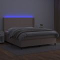 vidaXL Boxspring posteľ matrac a LED kapučínová 180x200 cm umelá koža