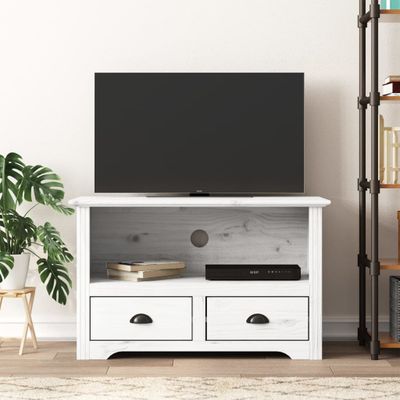 vidaXL TV skrinka s 2 zásuvkami BODO biela 91,5x44,5x56 cm borovicový