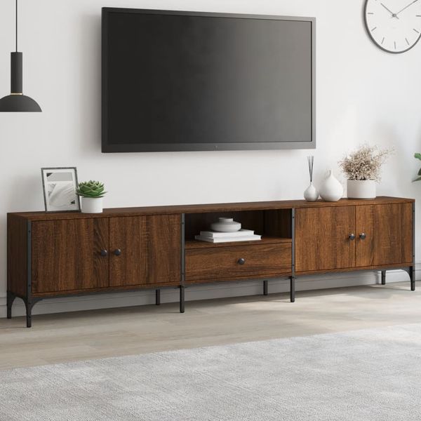 vidaXL TV skrinka so zásuvkou hnedý dub 200x25x44 cm kompozitné drevo
