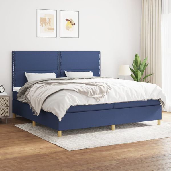 vidaXL Boxspring posteľ s matracom modrá 200x200 cm látka