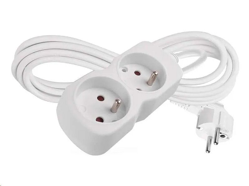 Predlužovací kábel EMOS P0213 / 3 m / 2 zásuvky / biely / PVC / 1 mm2