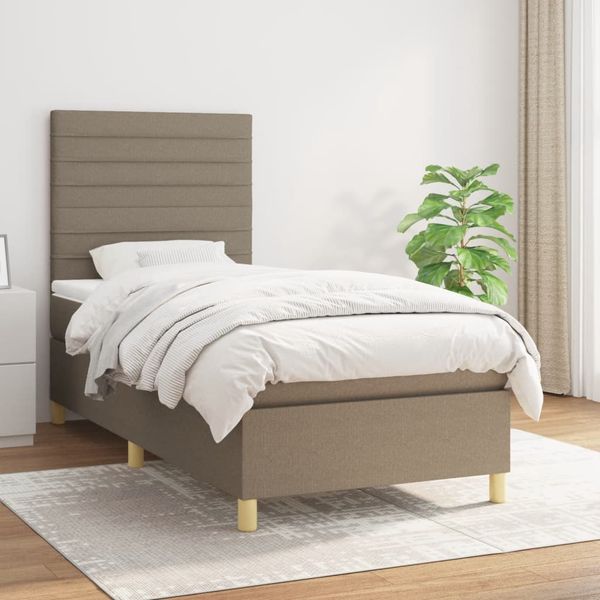 vidaXL Posteľný rám boxspring s matracom sivohnedý 90x190 cm látka