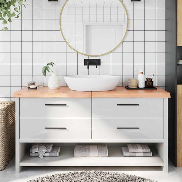 vidaXL Kúpeľňová doska bledohnedá 160x40x(2-6) cm ošetrený masív
