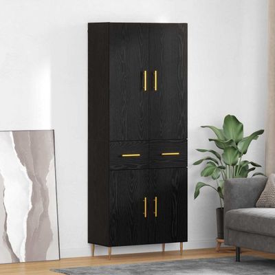vidaXL Highboard Čierny dub 69,5 x 34 x 180 cm Kompozitné drevo