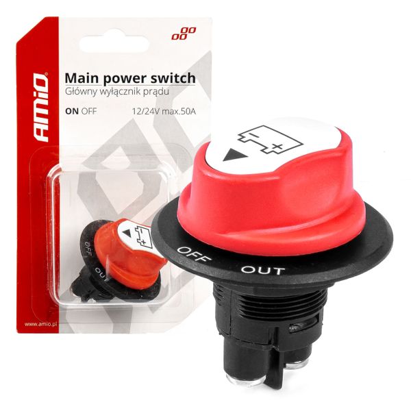 Hlavný vypínač autobatérie 12/24V max.50A AMiO-03025