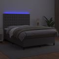 vidaXL Boxspring posteľ s matracom a LED sivá 140x190 cm umelá koža