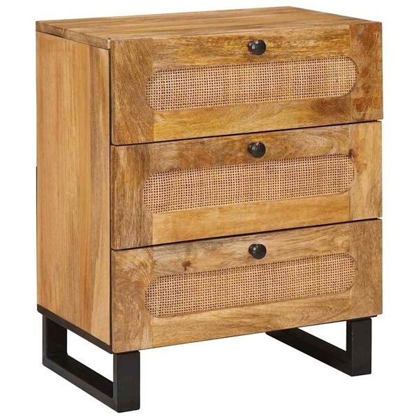 vidaXL Nočný stolík Prírodná 50 x 33 x 62 cm Masívne mango drevo