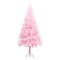 vidaXL Osvetlený umelý vianočný stromček s guľami, ružový 180 cm, PVC