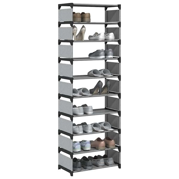 VidaXL Stojan na topánky 10-vrstvový sivý 54x28x158 cm netkaná látka