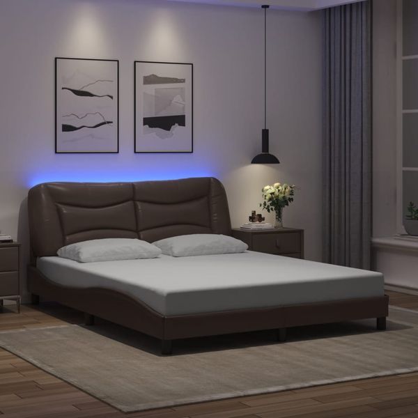 vidaXL Rám postele s LED bez matraca Hvar hnedý 160x200 cm