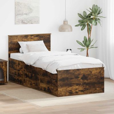 vidaXL Ležadlo Dymový dub a čierna 90 x 200 cm Kompozitné drevo