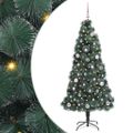 vidaXL Umelý predsvietený vianočný stromček s guľami Zelená 150 cm PET