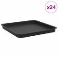 vidaXL Štvorcový kvetinový podnos 24 ks Čierna 36 x 36 x 2,5 cm Plast