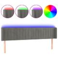 vidaXL Čelo postele s LED bledosivé 183x16x78/88 cm zamat