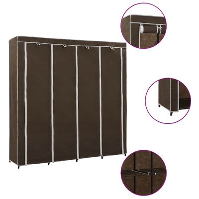 vidaXL Šatník so 4 priehradkami hnedý 175x45x170 cm
