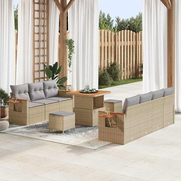 vidaXL Súprava záhradných pohoviek 13 pcs Beige a svetlo šedá