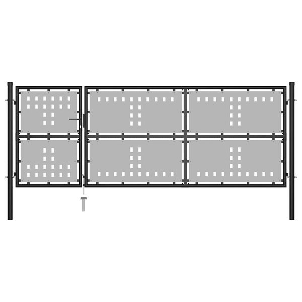 vidaXL Záhradná brána oceľová 350x125 cm čierna